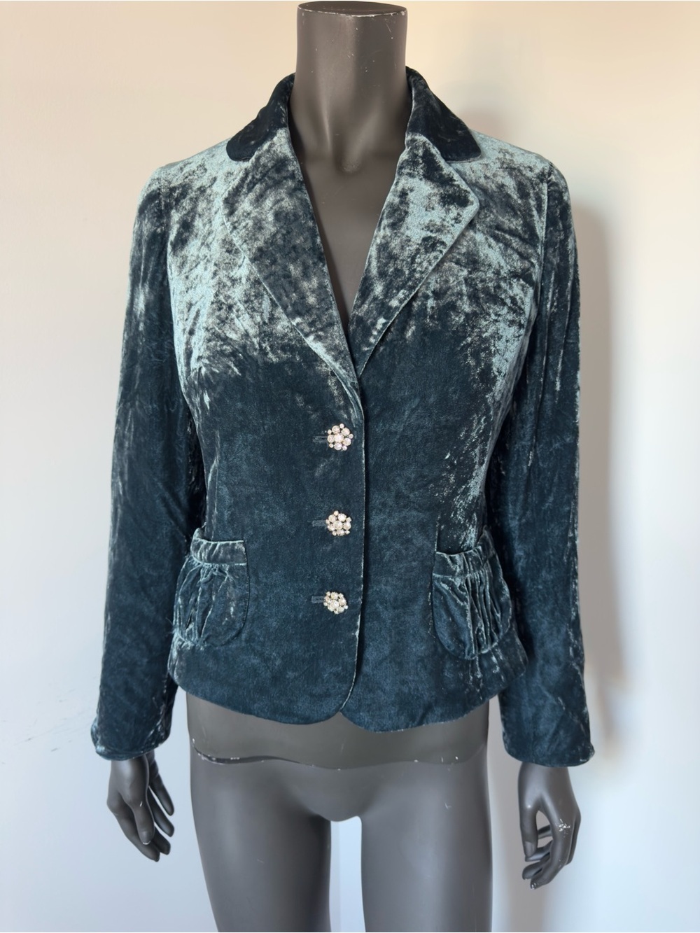 263. Banana Republic Silk Blend Velvet Blazer with Jeweled Buttons